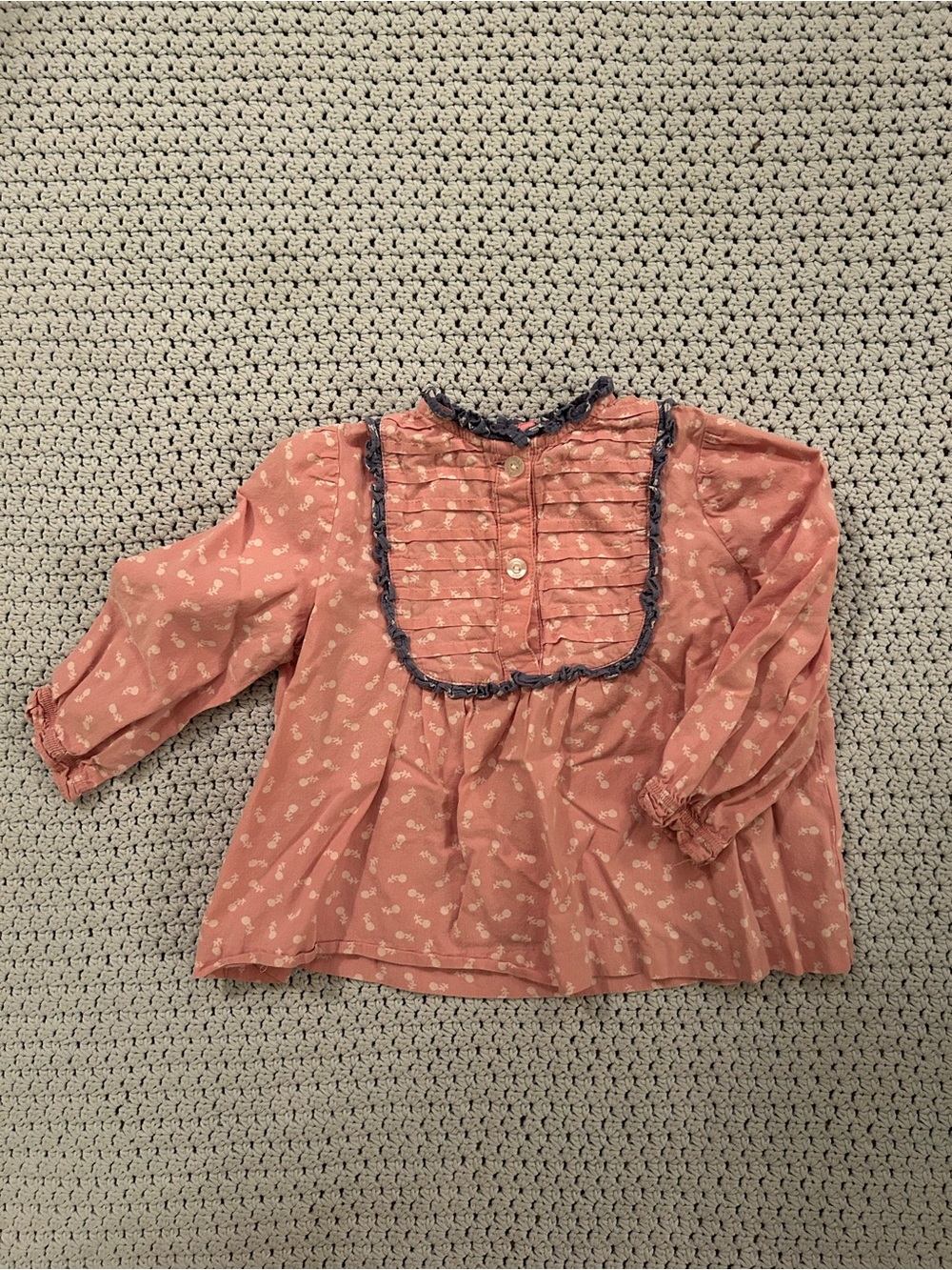 Bisby Girls' Dusty Rose Long-Sleeve Ruffle Bib Top